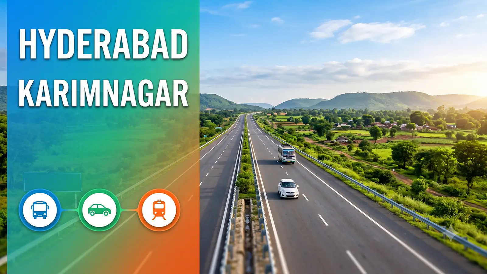 Highway route from Hyderabad to Karimnagar via Rajiv Rahadari NH-563